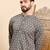 Mens grey cotton ethnic motifs printed ethnic straight short kurta