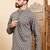 Mens grey cotton ethnic motifs printed ethnic straight short kurta
