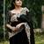 Black Color jari Thread Embroidery work Satin Silk Saree