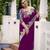 Plum Color jari Thread Embroidery work Satin Silk Saree