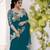 Teal Color jari Thread Embroidery work Satin Silk Saree