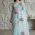 Sky Blue Color Thread Embroidery Work Crystel Organza Saree