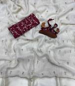 Off White Color Sequins and Zari work viscose Saree