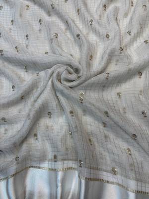 Off White Color Sequins and Zari work viscose Saree 4