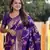 Violet Color  Zari & Meenakari Weawing Border Work  Banarasi Silk Saree 