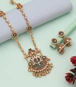 Multi color meena work matte gold necklace set