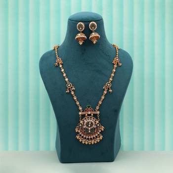 Multi color meena work matte gold necklace set 2