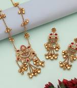 Rani & grey color matte gold necklace set