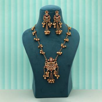 Rani & grey color matte gold necklace set 2