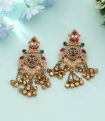 Rani & green color matte gold earrings