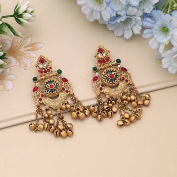 Rani & green color matte gold earrings 2