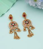 Rani & green color matte gold earrings