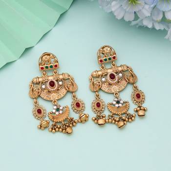 Rani & green color matte gold earrings 1