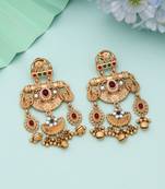 Rani & green color matte gold earrings