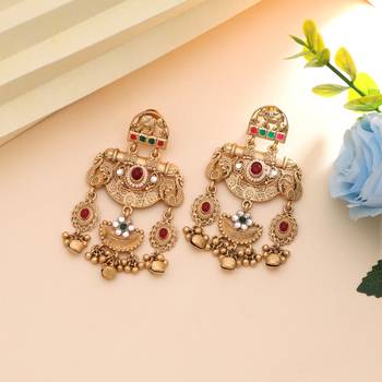 Rani & green color matte gold earrings 2