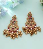Rani & green color matte gold earrings