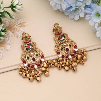 Rani & green color matte gold earrings 2