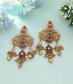 Rani & green color matte gold earrings