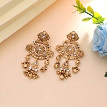 White color matte gold earrings 2