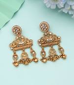 White color matte gold earrings