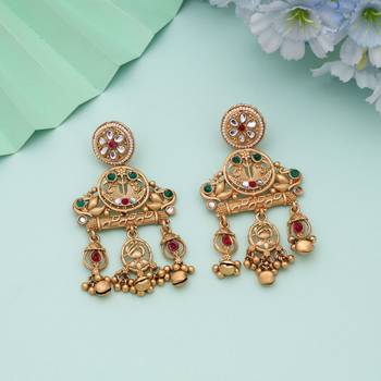Rani & green color matte gold earrings 1