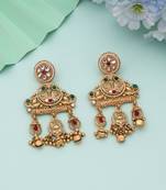 Rani & green color matte gold earrings