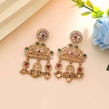 Rani & green color matte gold earrings 2