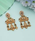 Green color matte gold earrings
