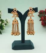 Rani & green color matte gold earrings