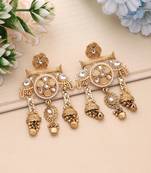 White color matte gold earrings