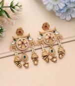 Rani & green color matte gold earrings