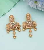 White color matte gold earrings