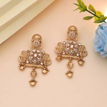 White color matte gold earrings 2