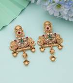 Rani & green color matte gold earrings