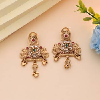 Rani & green color matte gold earrings 2