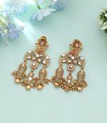 White color matte gold earrings