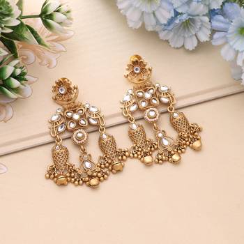 White color matte gold earrings 2