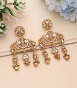 White color matte gold earrings