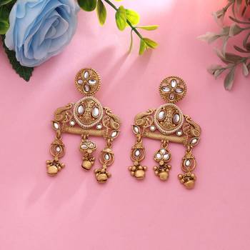 White color matte gold earrings 2