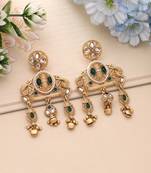 Green color matte gold earrings