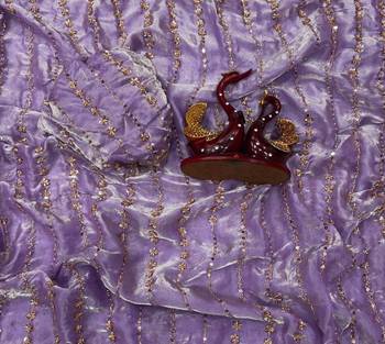Lavender Color Beads and Sequence Embroidery Work space silk Saree  2