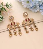 Rani & green color matte gold earrings