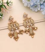 White color matte gold earrings