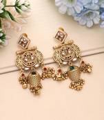 Rani & green color matte gold earrings