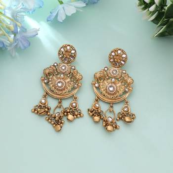 White color matte gold earrings 1
