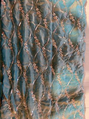 Blue Color Beads and Sequence Embroidery Work space silk Saree  1