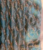 Blue Color Beads and Sequence Embroidery Work space silk Saree 