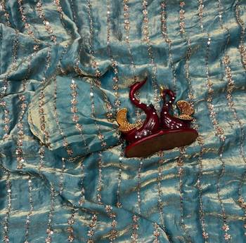Blue Color Beads and Sequence Embroidery Work space silk Saree  2