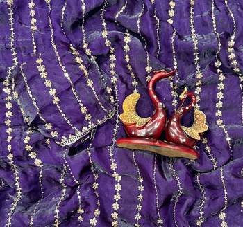 Purple Color Beads and Sequence Embroidery Work space silk Saree  2