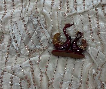 White Color Beads and Sequence Embroidery Work space silk Saree  2